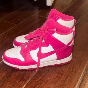 Nike Women's High-Top Sneakers in Hot Pink and White